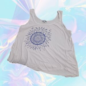 Celestial Print White Tank with Blue Graphic - Size XL